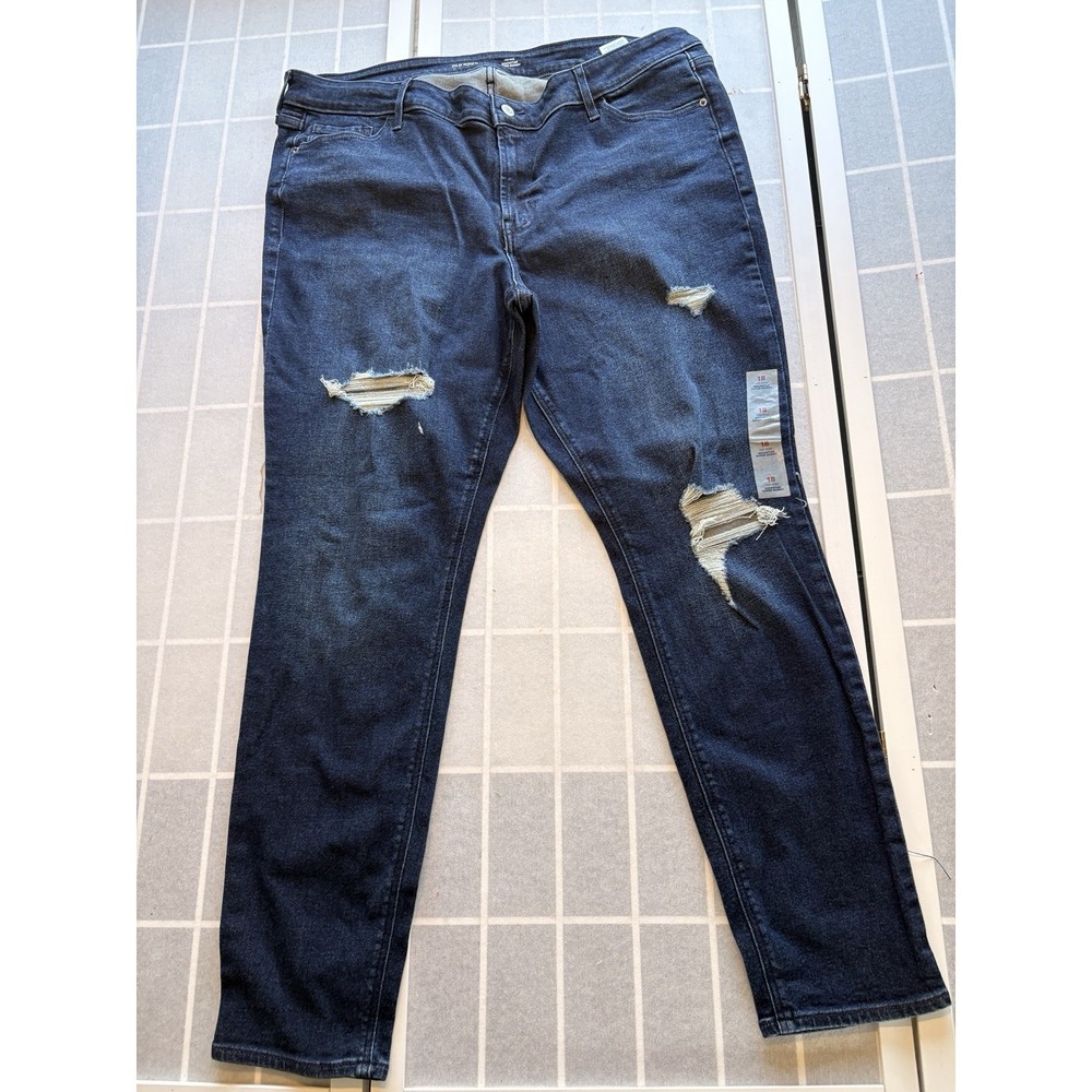 NWT Old Navy Mid Rise Rockstar Super Skinny Jeans Plus Size 18 Dark Wash